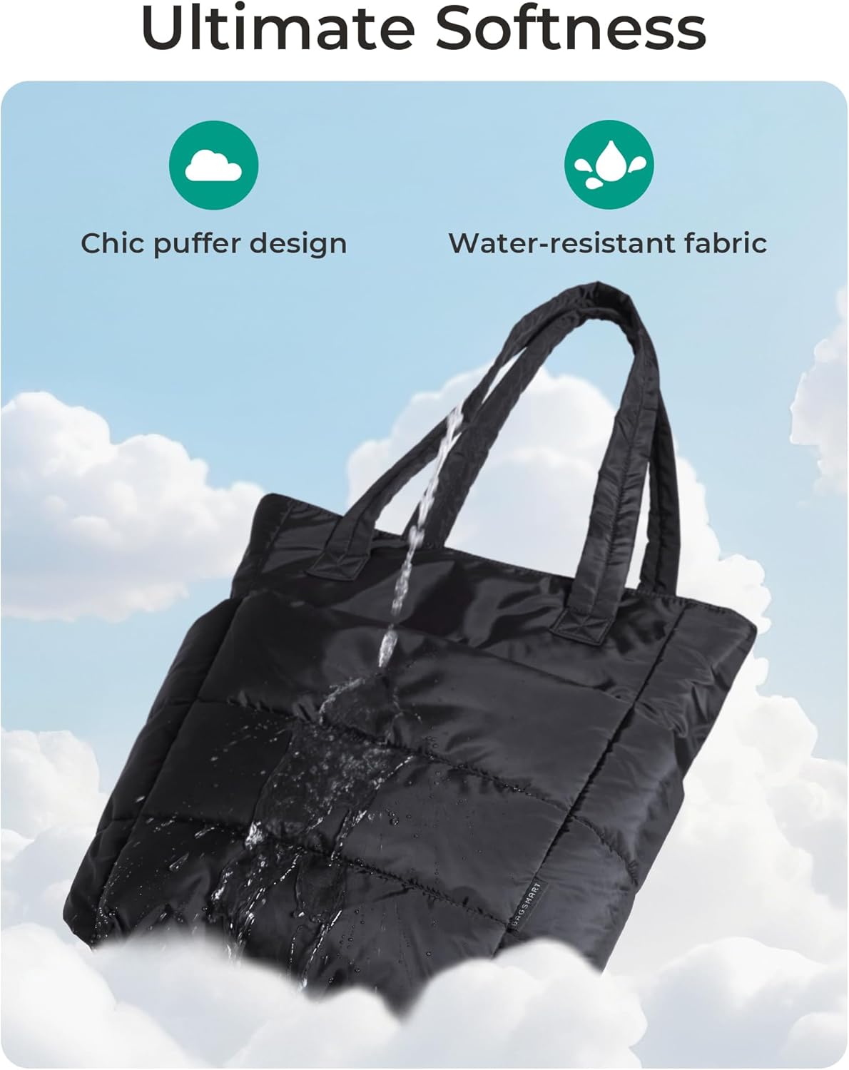 Women's Quilted Tote Bag Lightweight Puffy Shoulder Bag with Compartments