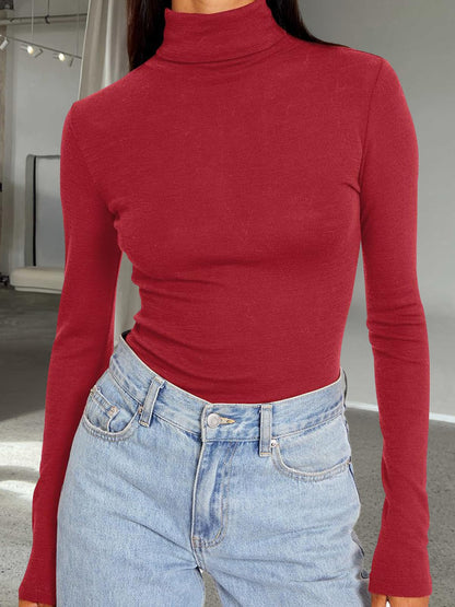 Women's Turtleneck Long Sleeve Shirts - Basic Thermal Underwear Tops