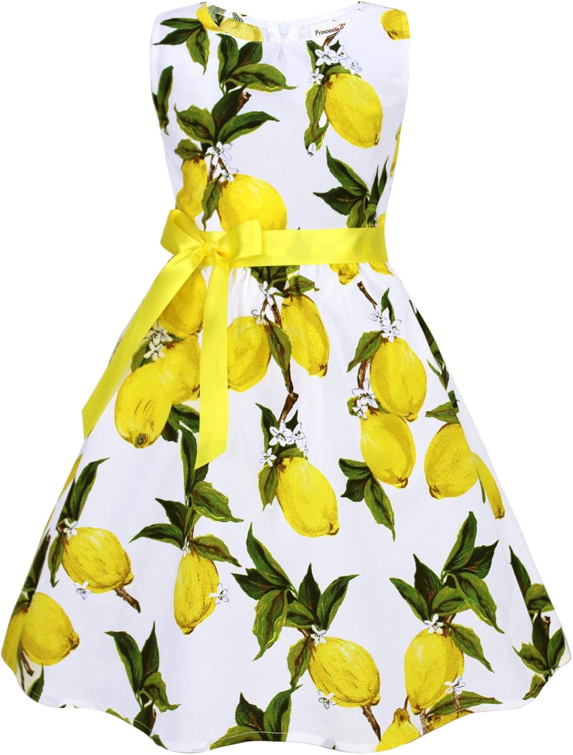 Girls Floral Cotton Dress - Sleeveless Summer Dress with Zipper Closure