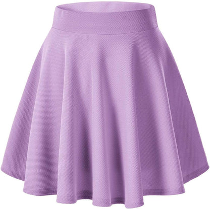 Women Flared Mini Skater Skirt - Stretchy A-Line Circle Skirt Lilac