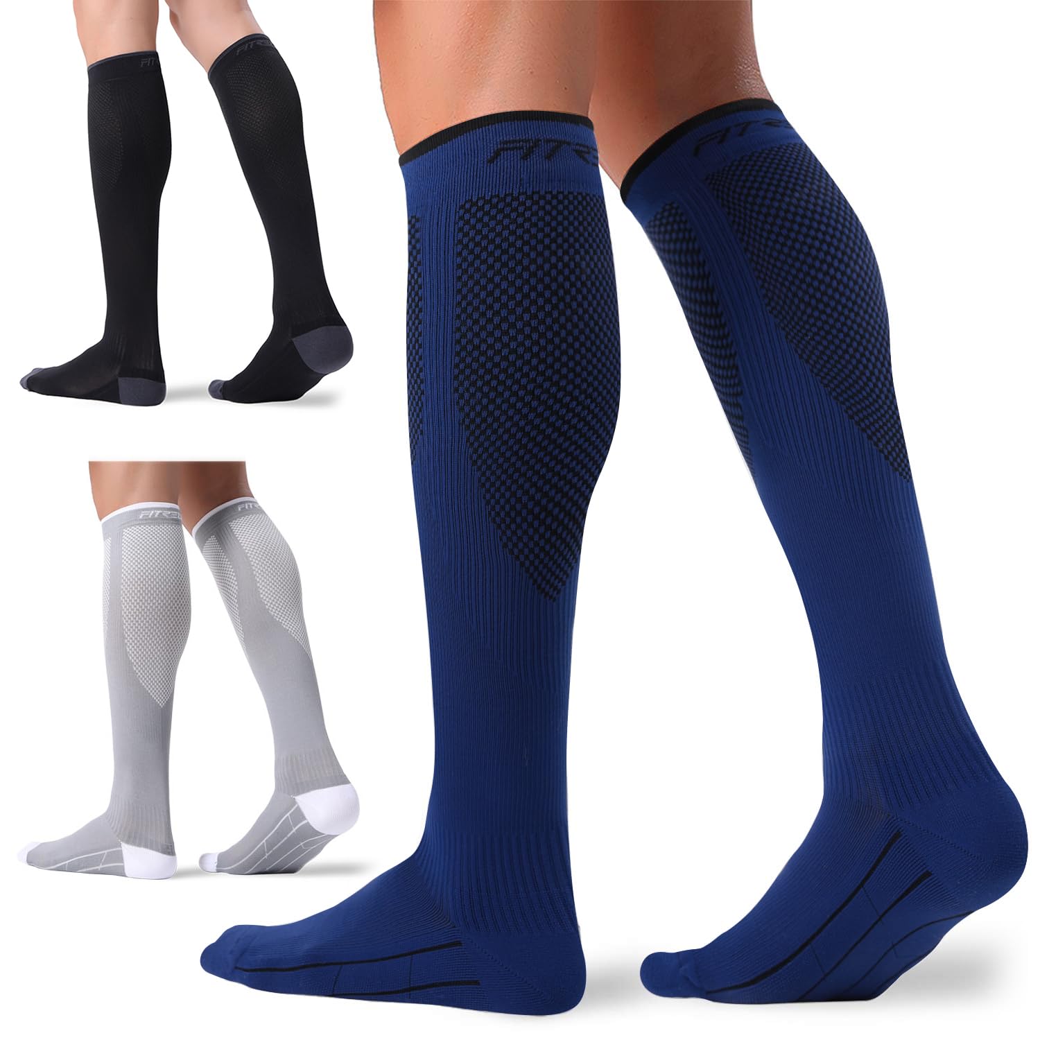 Compression Socks 20-30mmHg 3 Pairs Women Men Circulation Support