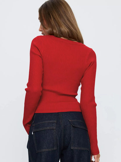 Ribbed Knit Button-Down Cardigan