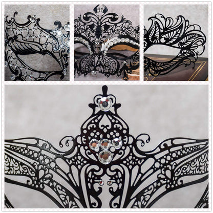 Rhinestone Metal Masquerade Mask for Women - Venetian Party Mask - Elegant Prom Ball Costume Accessory