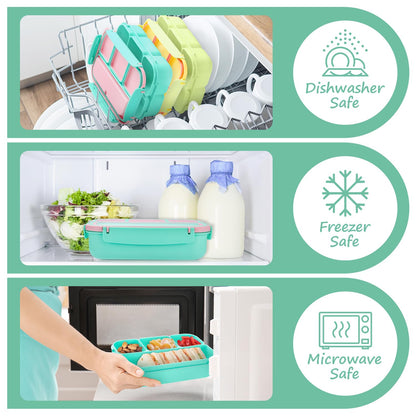 Bento Lunch Box for Kids - 4 Compartment Leak-Proof School Lunch Container with Utensils Purple