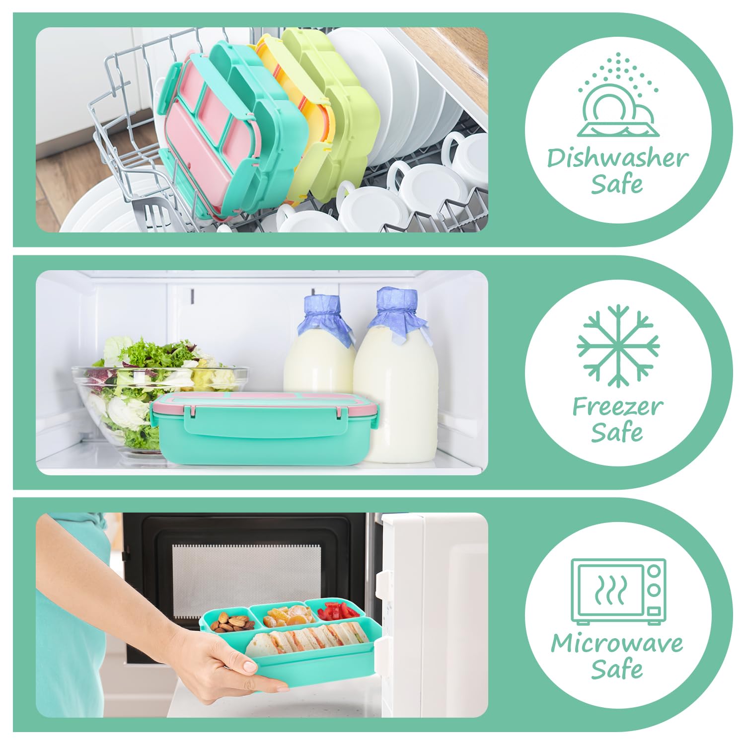 Bento Lunch Box for Kids - 4 Compartment Leak-Proof School Lunch Container with Utensils Purple