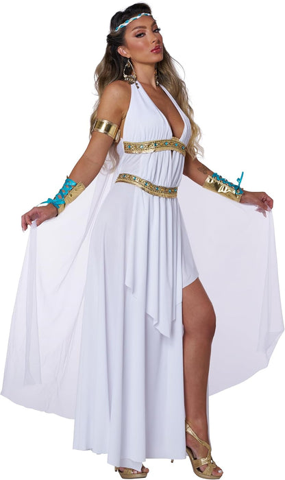 Glorious Goddess Costume - Women's Halter Dress with Cape and Arm Band