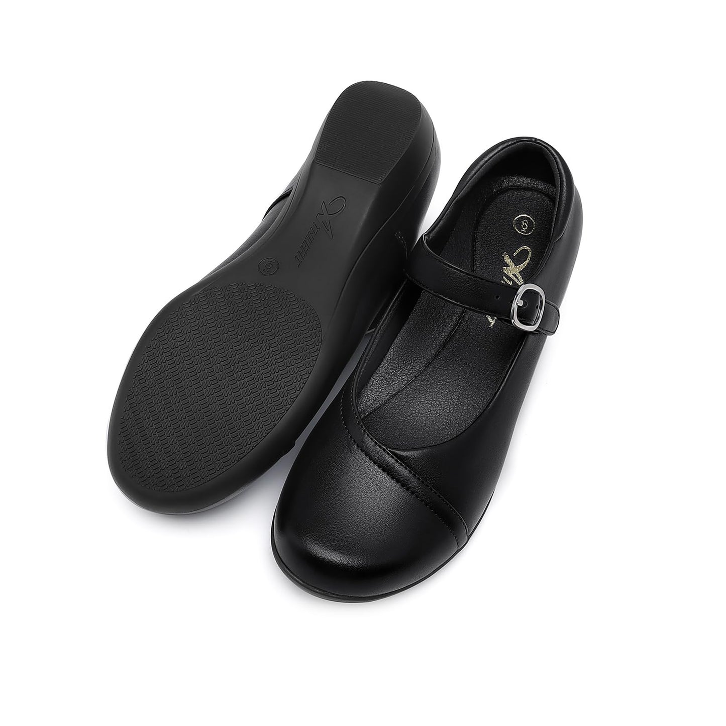 Mary Jane Flats for Women - Comfortable Round Toe Ballet Flats with Buckle Strap Work Shoes