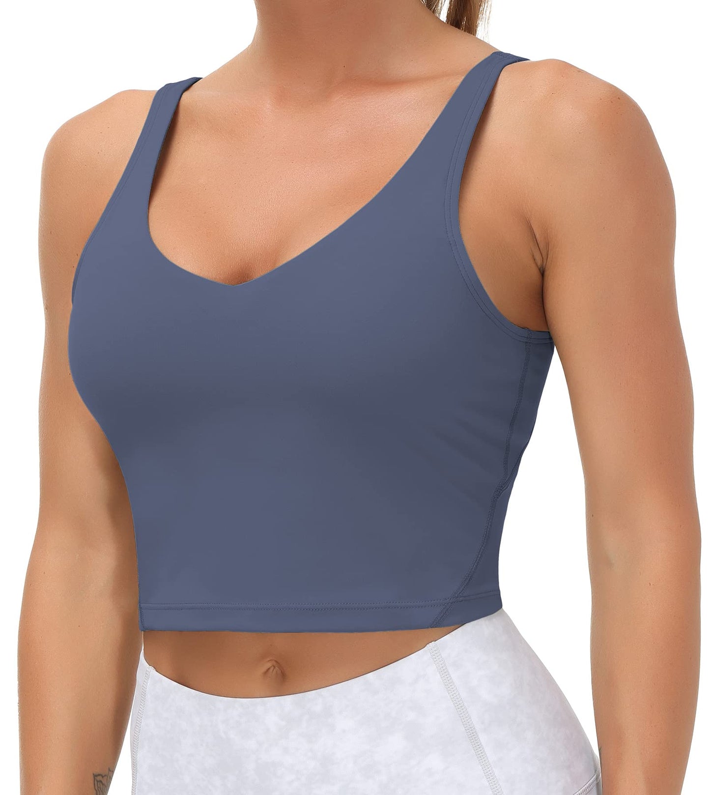 Longline Sports Bra Women Wirefree Padded Medium Support Workout Bra