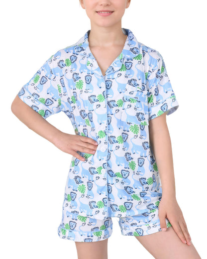 Roller Rabbit Pajamas Kids - Girls Summer 2 Piece Set - Button Down Top and Shorts