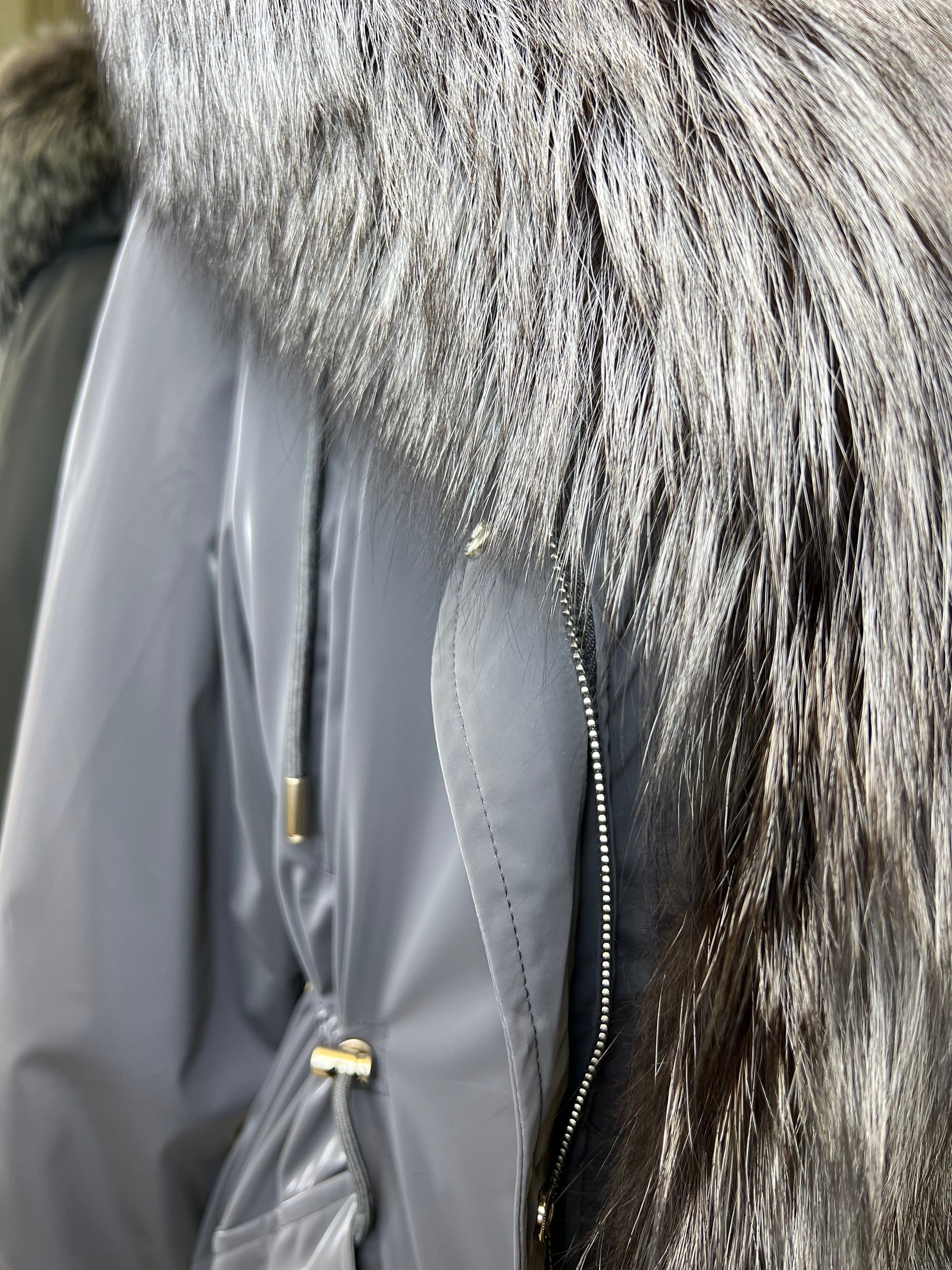 Genuine Silver Fox Fully Lined Hood Rabbit Insulated Parka