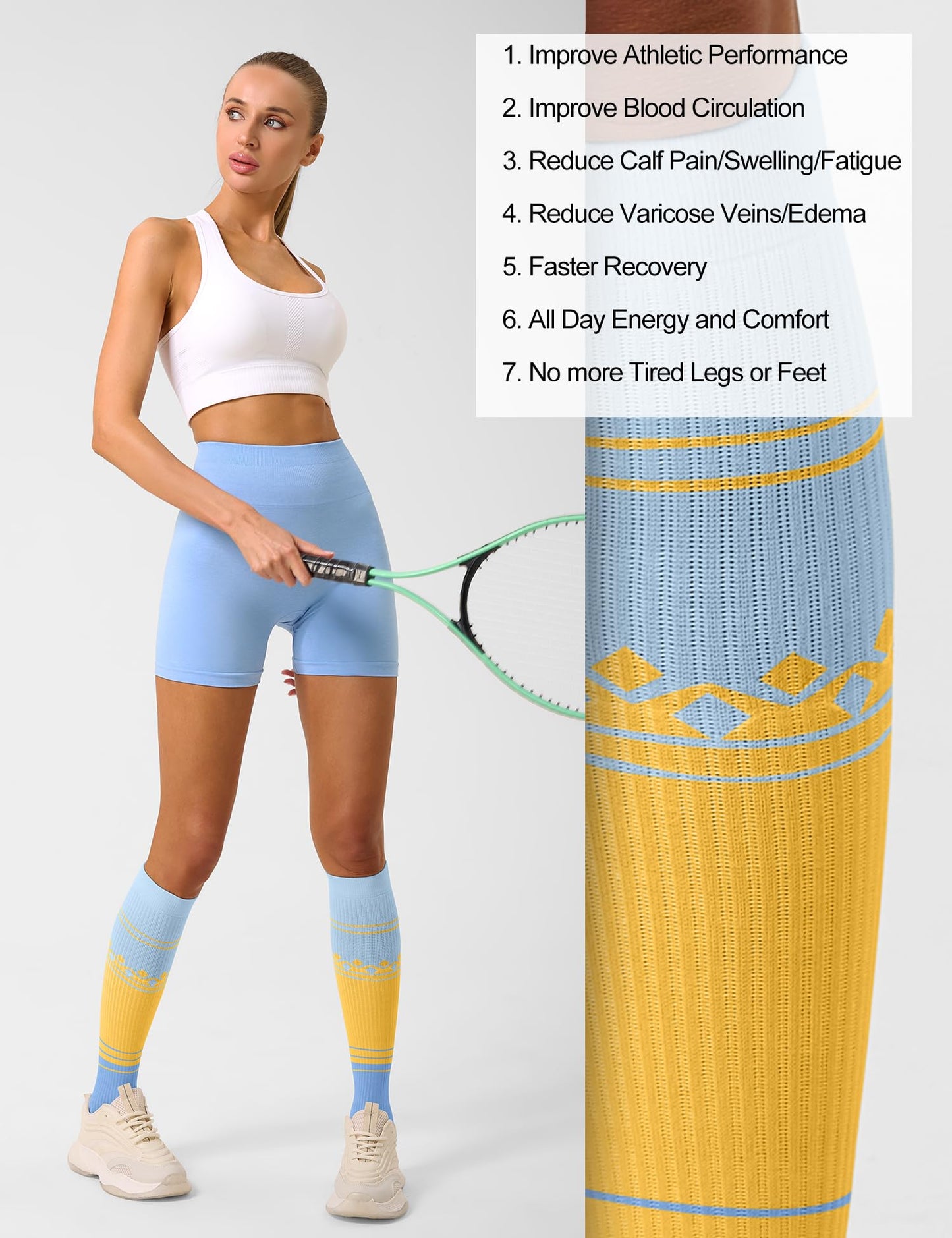 Compression Socks 20-30mmHg 3 Pairs Women Men Circulation Support