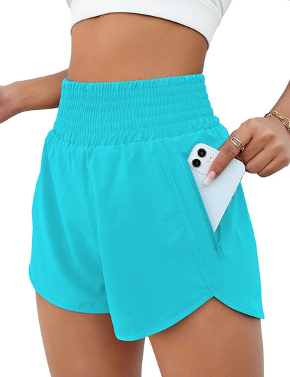 High Waisted Athletic Shorts Women Running Workout Shorts with Pockets Gym Sporty