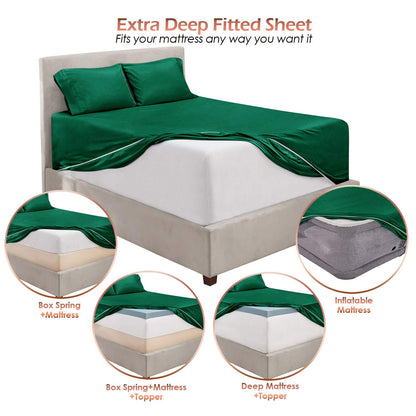 King Size Deep Pocket Sheet Set 6 Piece - Extra Deep Fitted Sheets 18-24 Inch Microfiber Linen