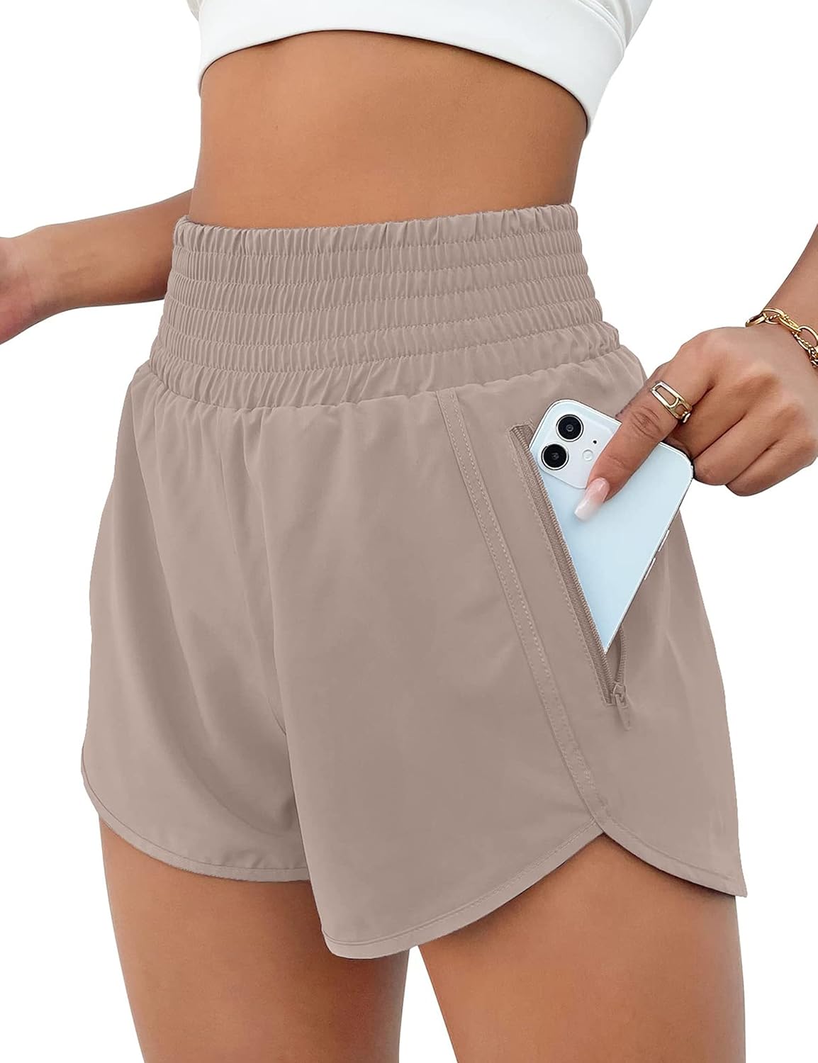 High Waisted Athletic Shorts Women Running Workout Shorts with Pockets Gym Sporty