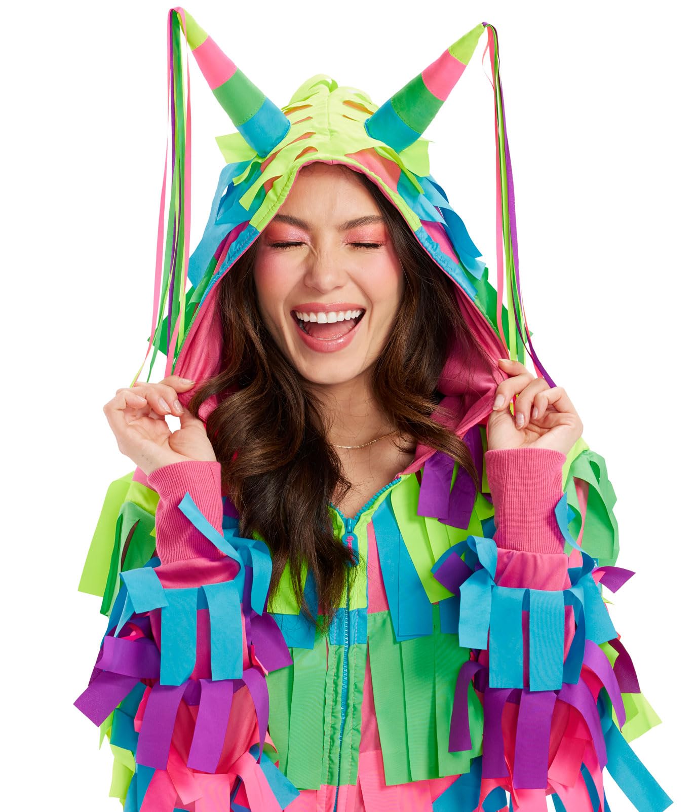 Women's Pinata Jumpsuit Halloween Costume - Bright Multicolored Onesie