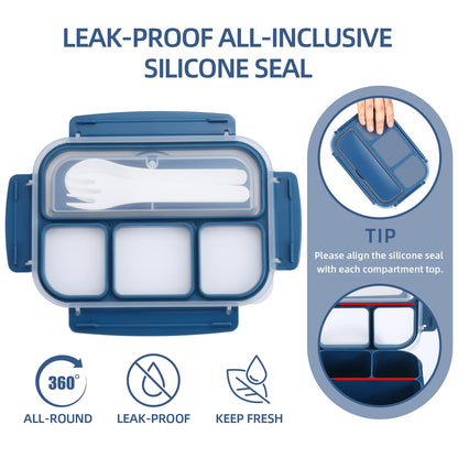 Bento Lunch Box for Kids - 4 Compartment Leak-Proof School Lunch Container with Utensils Purple