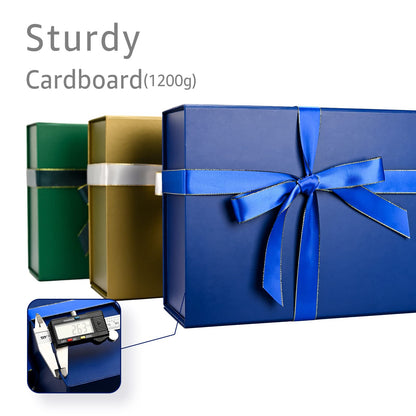Gift Boxes with Lids 2 Pack - Magnetic Closure with Ribbon, Card, Filler & Sticker
