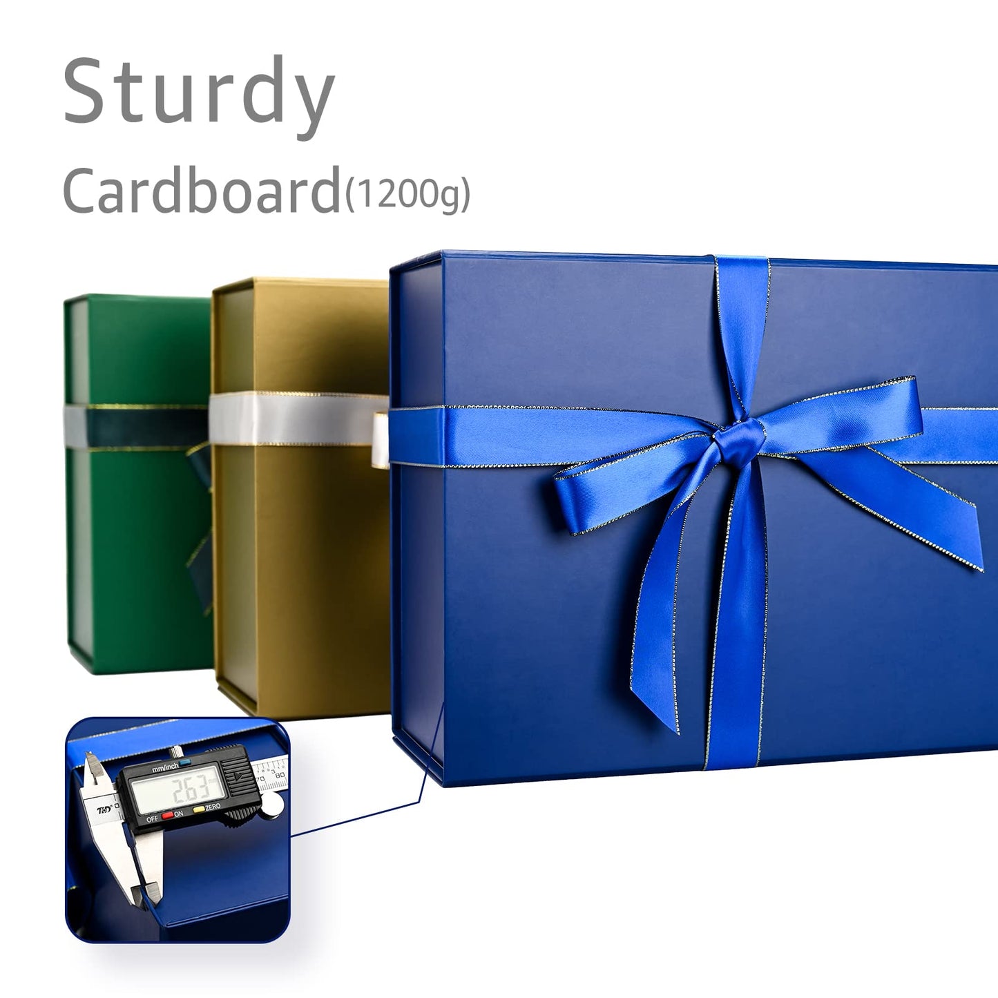 Gift Boxes with Lids 2 Pack - Magnetic Closure with Ribbon, Card, Filler & Sticker