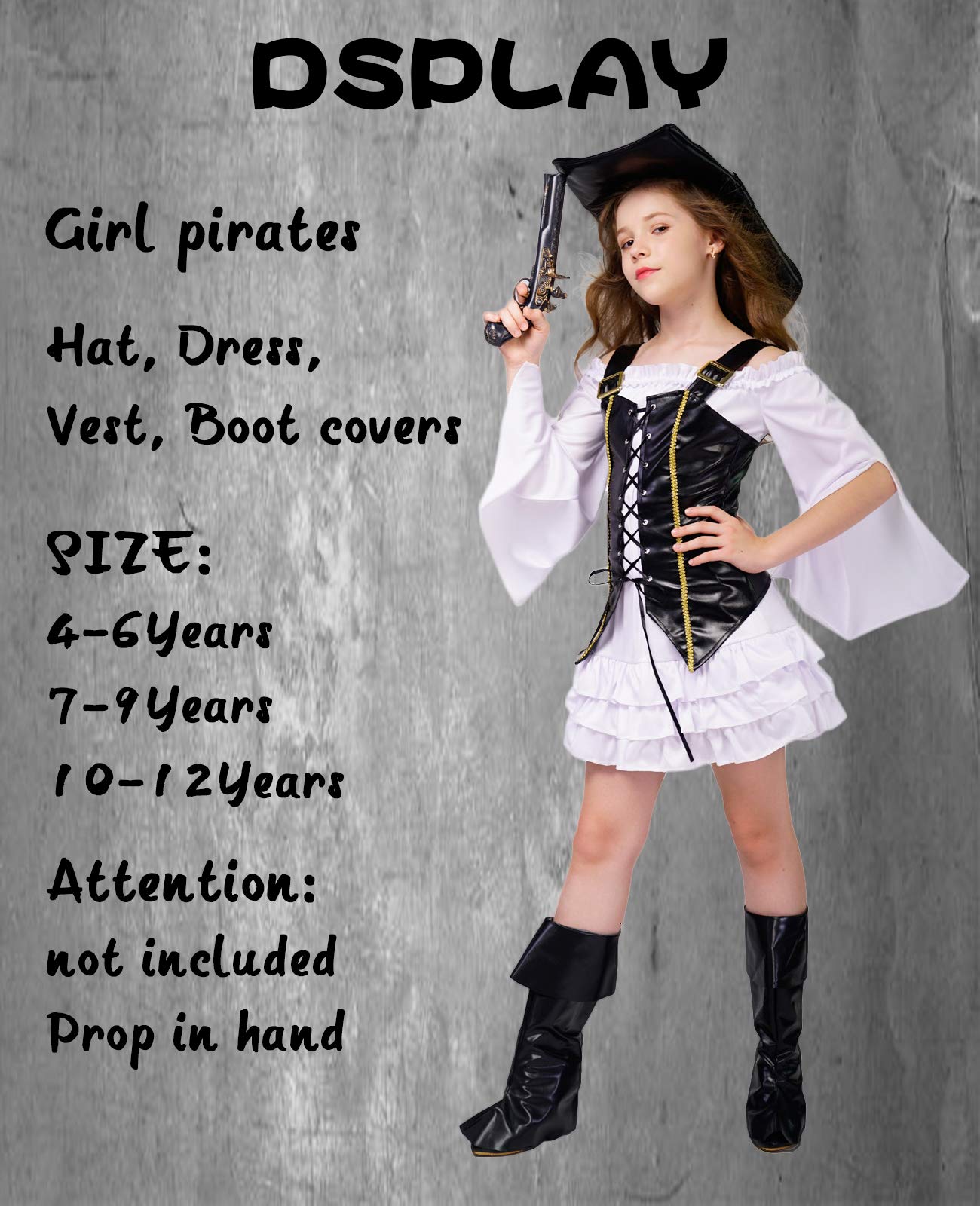 Halloween Costumes For Girls 10-12 - Girls Pirate Costume for Halloween - Kids Cosplay Outfit - Complete Pirate Dress Up Set