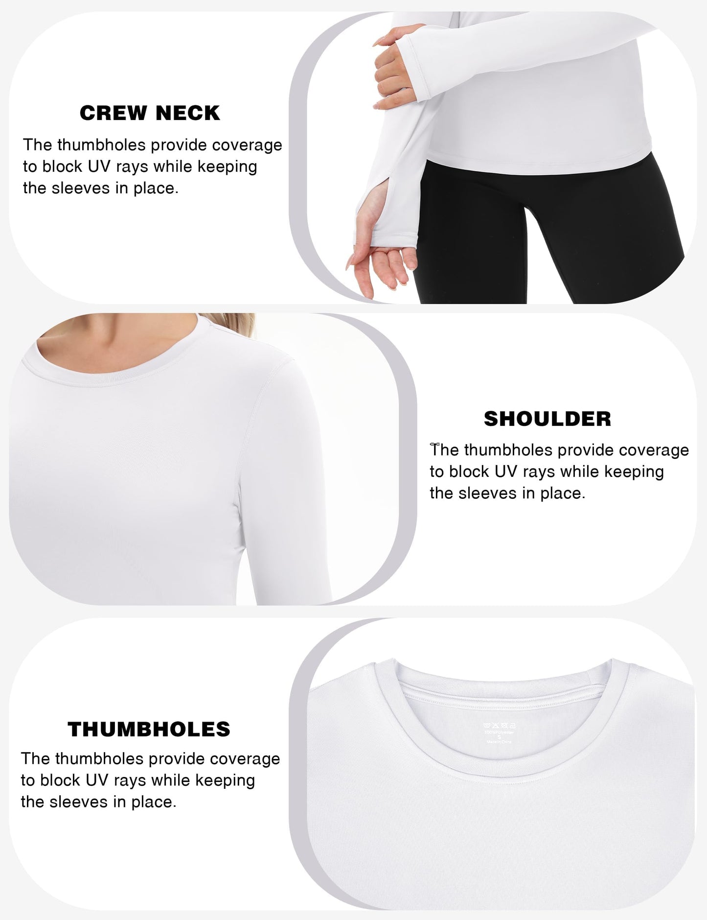 Women's UPF 50+ Sun Protection Long Sleeve Shirt - Athletic Rash Guard with Thumb Holes