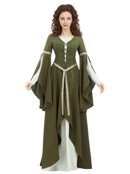 Medieval Queen Costume - Women's Renaissance Dress with Wide Sleeves and Belt