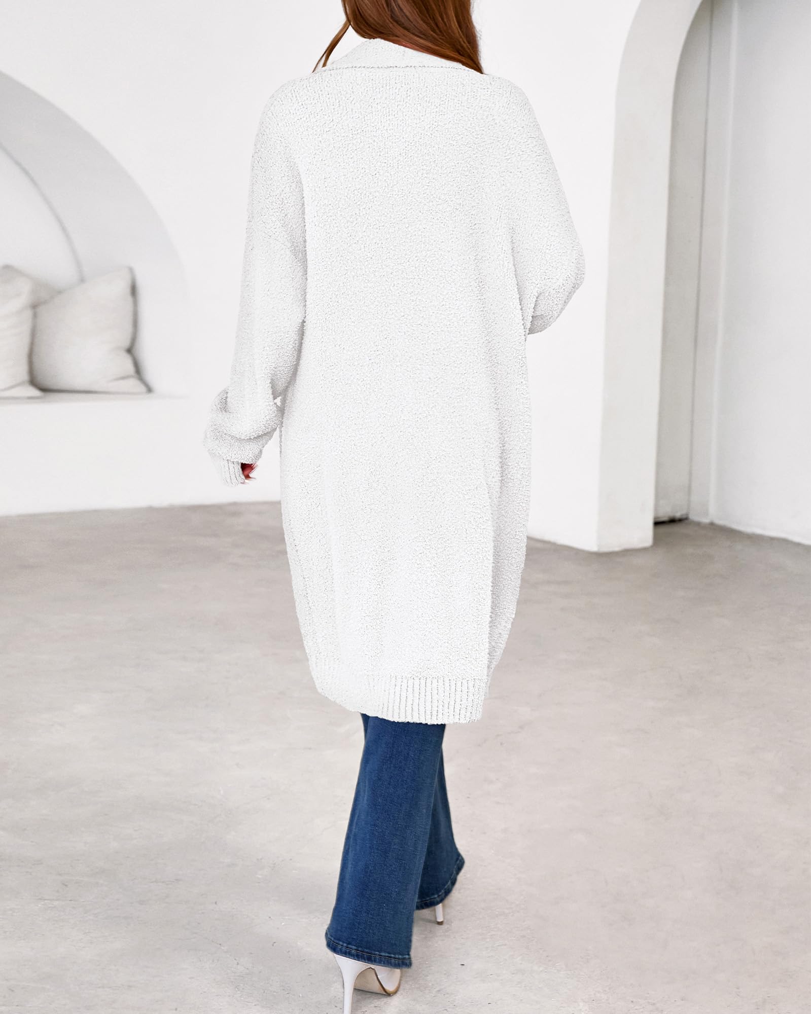 Women's Long Cardigan Sweater - Open Front Oversized Knit Coat with Pockets