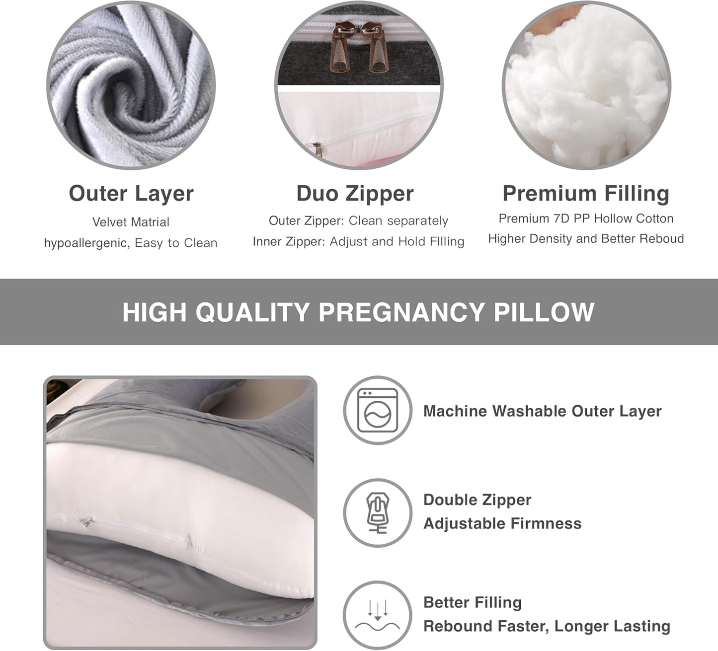 Full Body Pregnancy Pillow 57 Inch Maternity Support Pillow