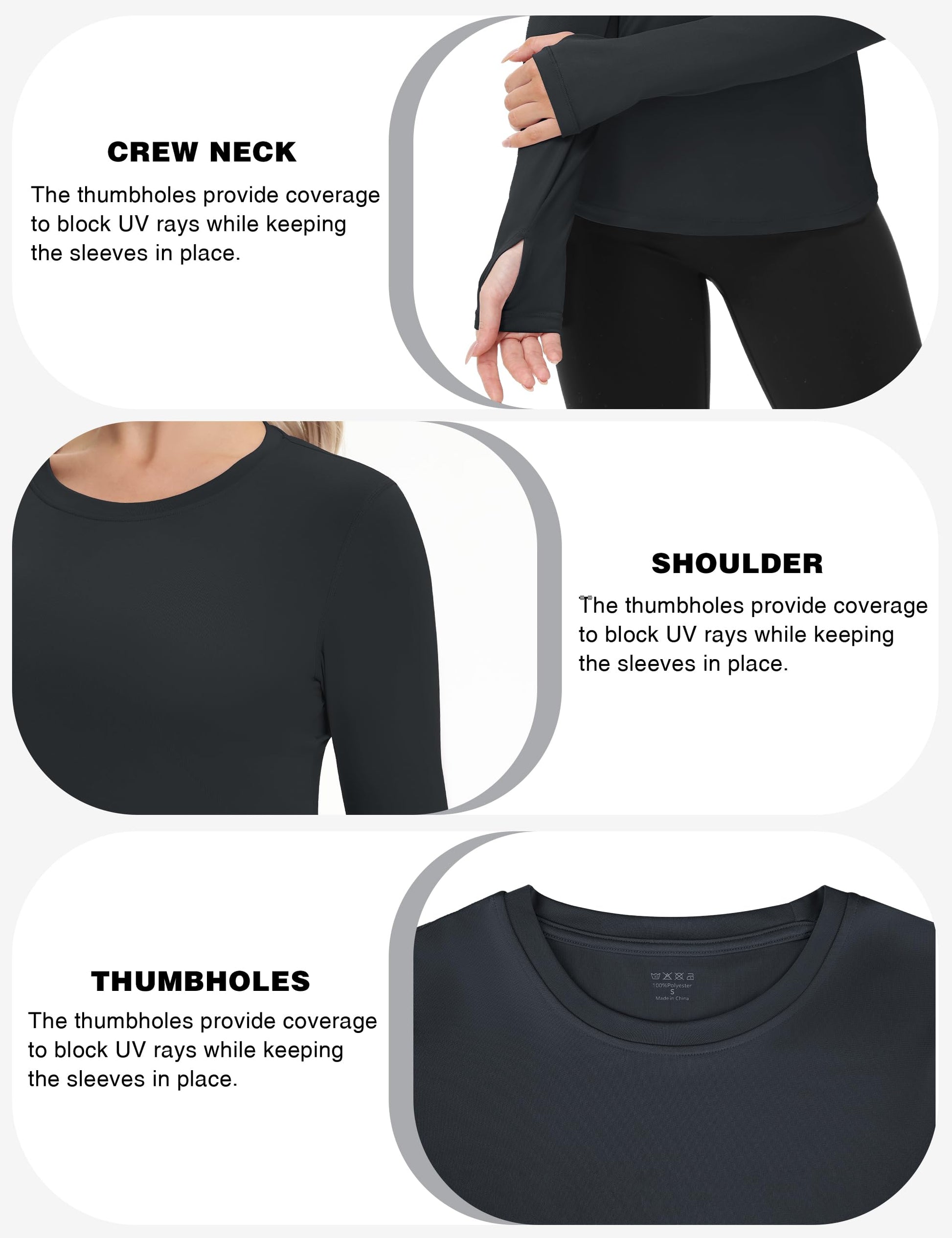 Women's UPF 50+ Sun Protection Long Sleeve Shirt - Athletic Rash Guard with Thumb Holes