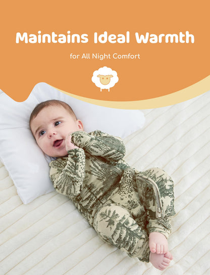 PATPAT Baby Footie Pajamas - Premium Tencel Lyocell & Wool Romper with 2-Way Zipper