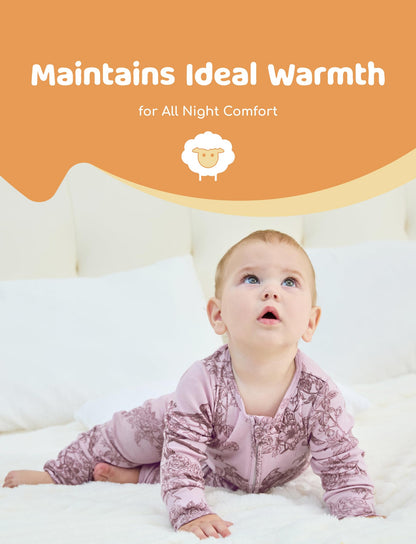 PATPAT Baby Footie Pajamas - Premium Tencel Lyocell & Wool Romper with 2-Way Zipper