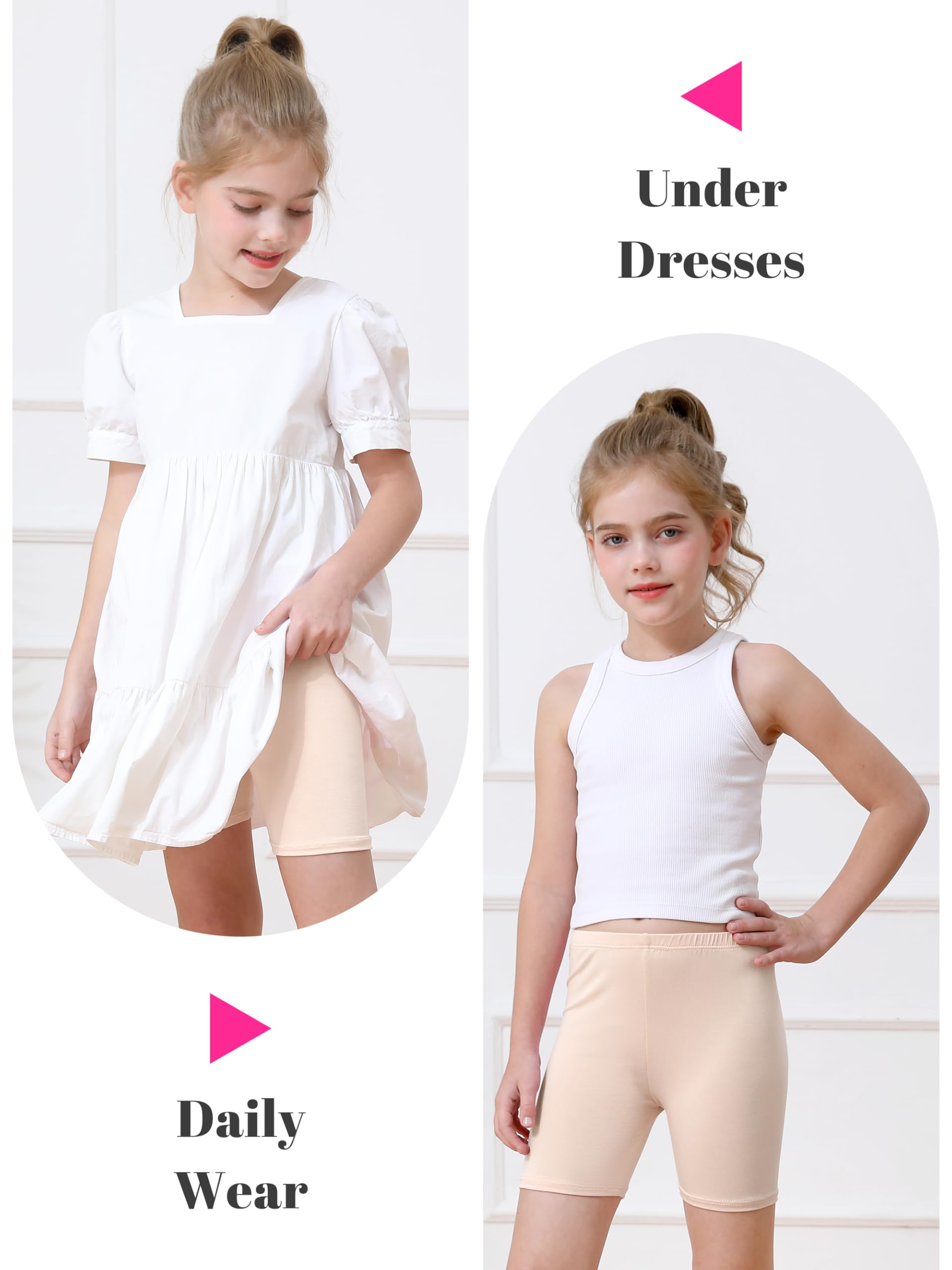 Girls Bike Shorts 6-Pack Under Dress Safety Shorts for Kids Toddlers