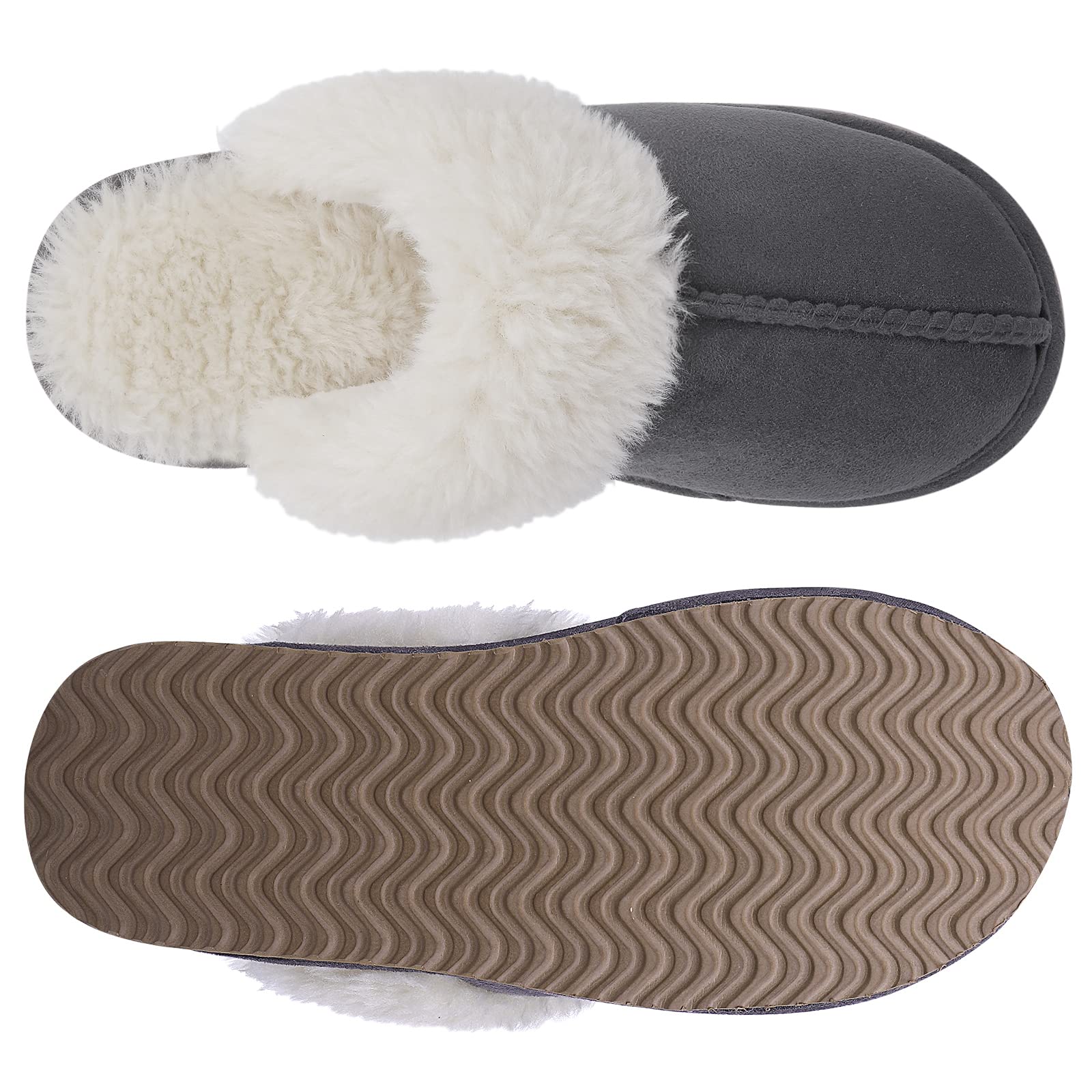 Fuzzy Memory Foam Slippers for Women - Fluffy Winter House Shoes Indoor Outdoor