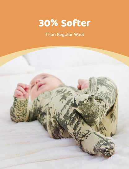 PATPAT Baby Footie Pajamas - Premium Tencel Lyocell & Wool Romper with 2-Way Zipper