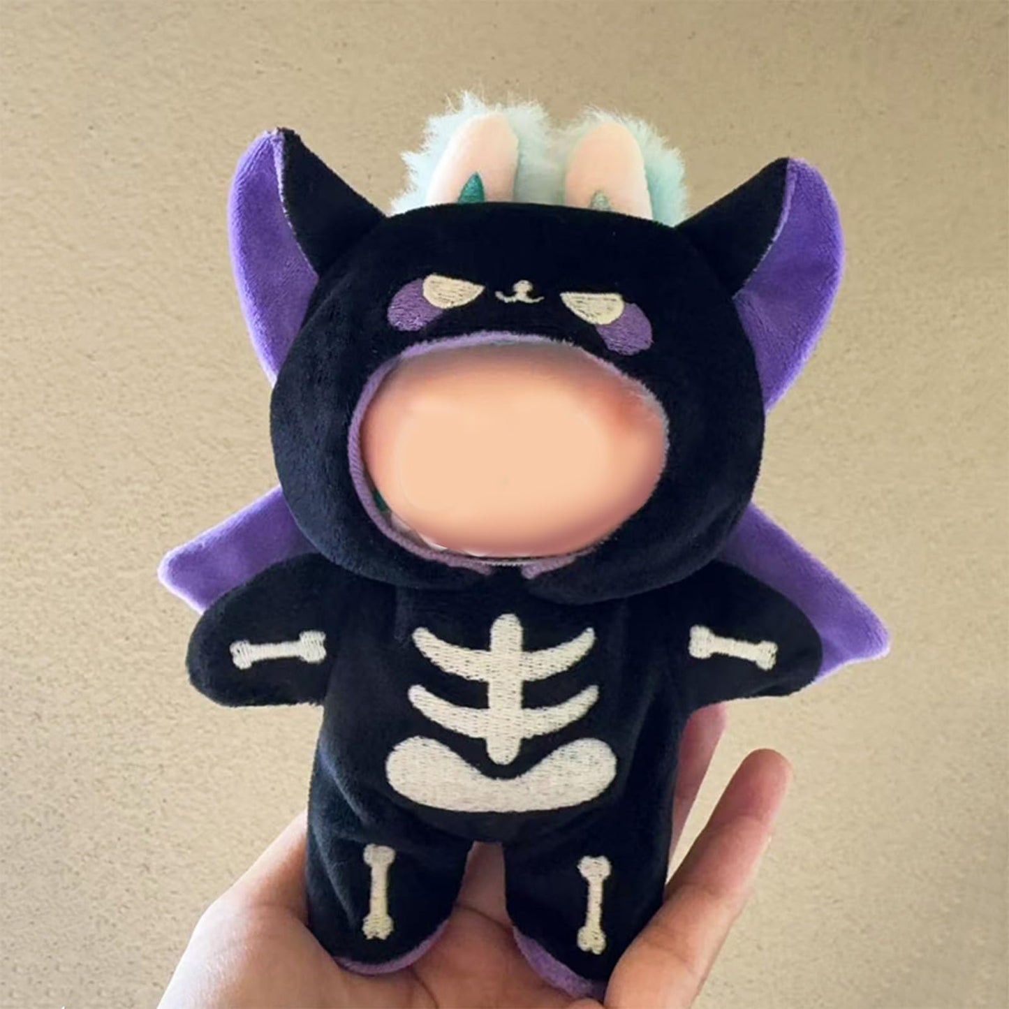 3 Piece Handmade Crochet Outfit for 17cm Dolls - Heart Sweater Hat & Bag Set Plush Skeleton Devil Set