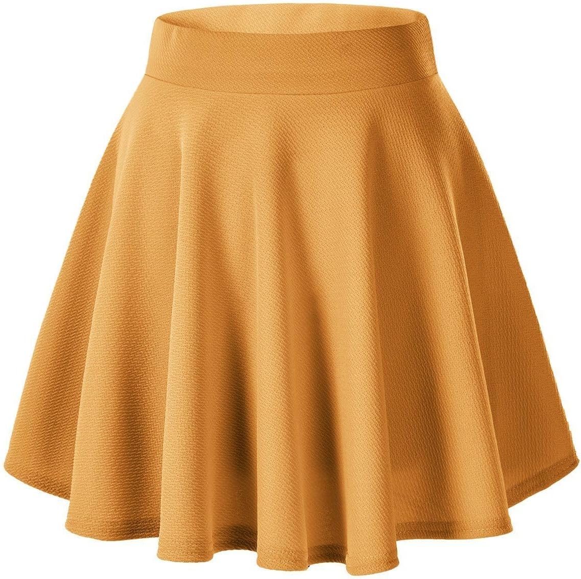 Women Flared Mini Skater Skirt - Stretchy A-Line Circle Skirt Turmeric