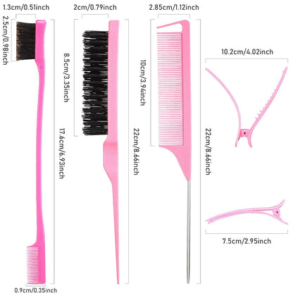 Hair Brush Set 12 Pieces Double Sided Edge Brush Teasing Combs Styling Kit