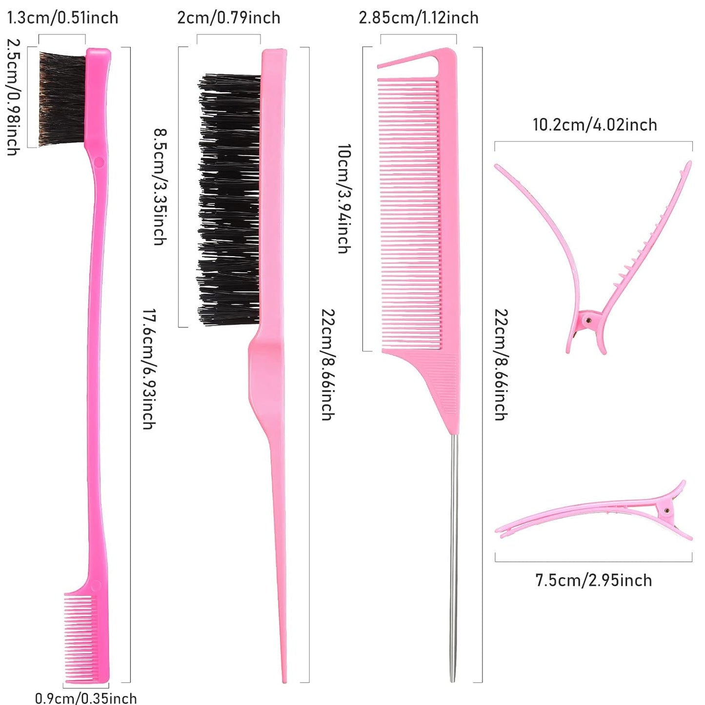 Hair Brush Set 12 Pieces Double Sided Edge Brush Teasing Combs Styling Kit