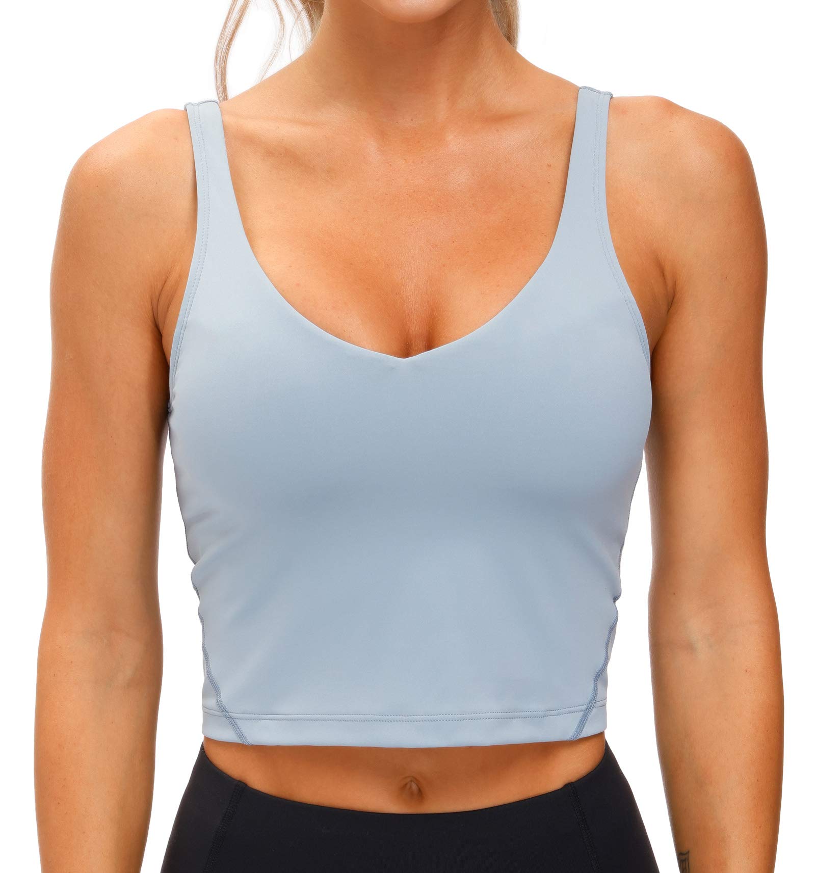 Longline Sports Bra Women Wirefree Padded Medium Support Workout Bra