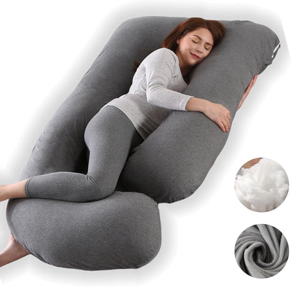 Full Body Pregnancy Pillow 57 Inch Maternity Support Pillow Jersey Knit Jersey Knit Cotton-dark Grey