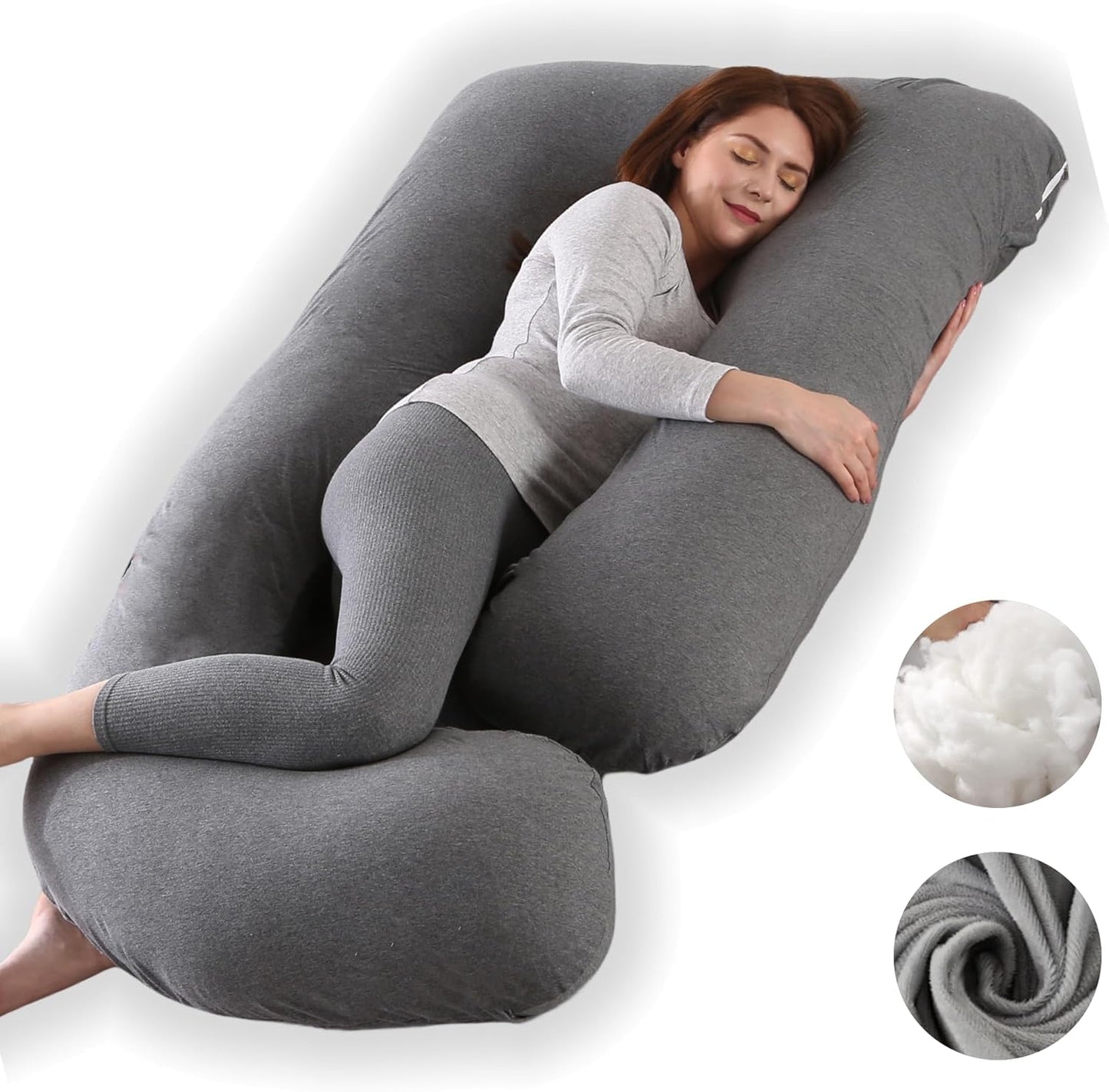 Full Body Pregnancy Pillow 57 Inch Maternity Support Pillow Jersey Knit Jersey Knit Cotton-dark Grey