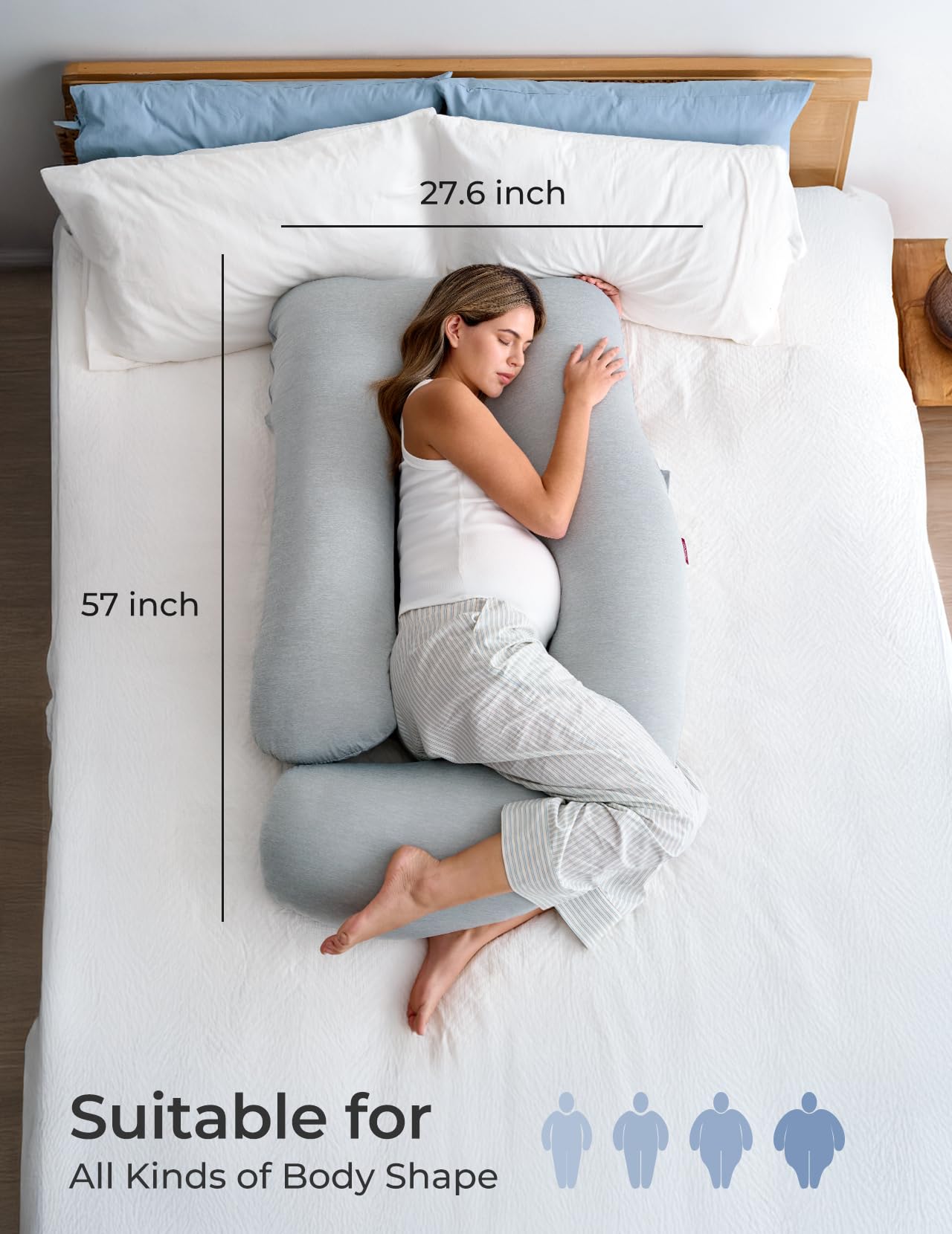 U-Shaped Full Body Pregnancy Pillow 57 Inch Maternity Support Pillow
