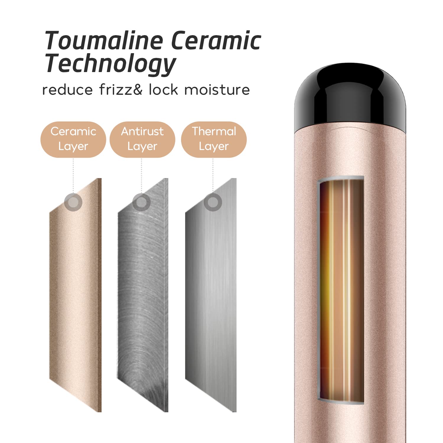 Professional Ceramic Tourmaline Curling Iron 3/4 Inch - Hair Curler with Heat Protection