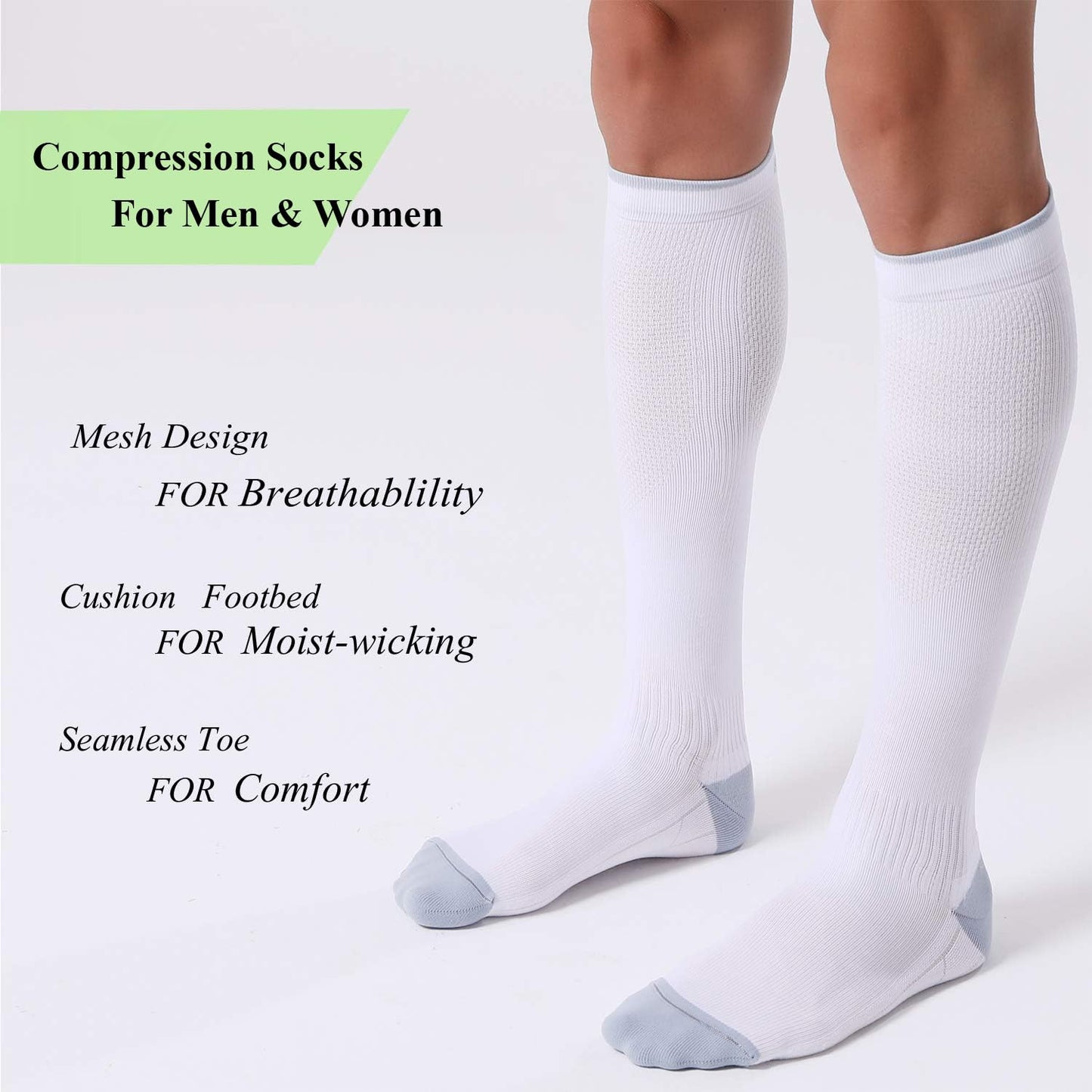 Compression Socks 20-30mmHg 3 Pairs Women Men Circulation Support