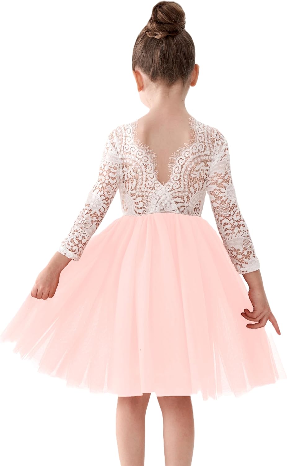 Girls Tulle Flower Girl Dress - Lace Back A-Line Party Dress