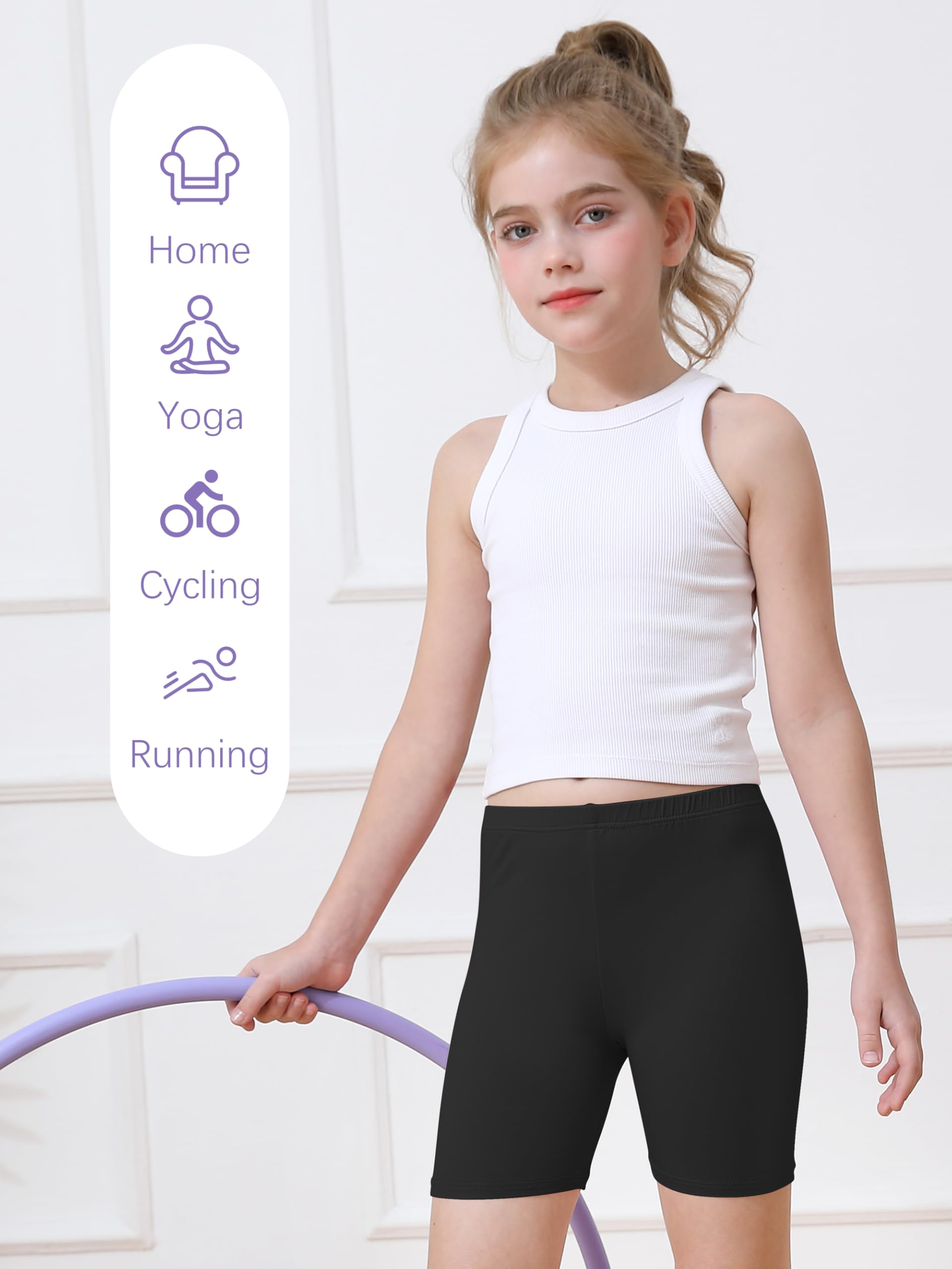 Girls Bike Shorts 6-Pack Under Dress Safety Shorts for Kids Toddlers