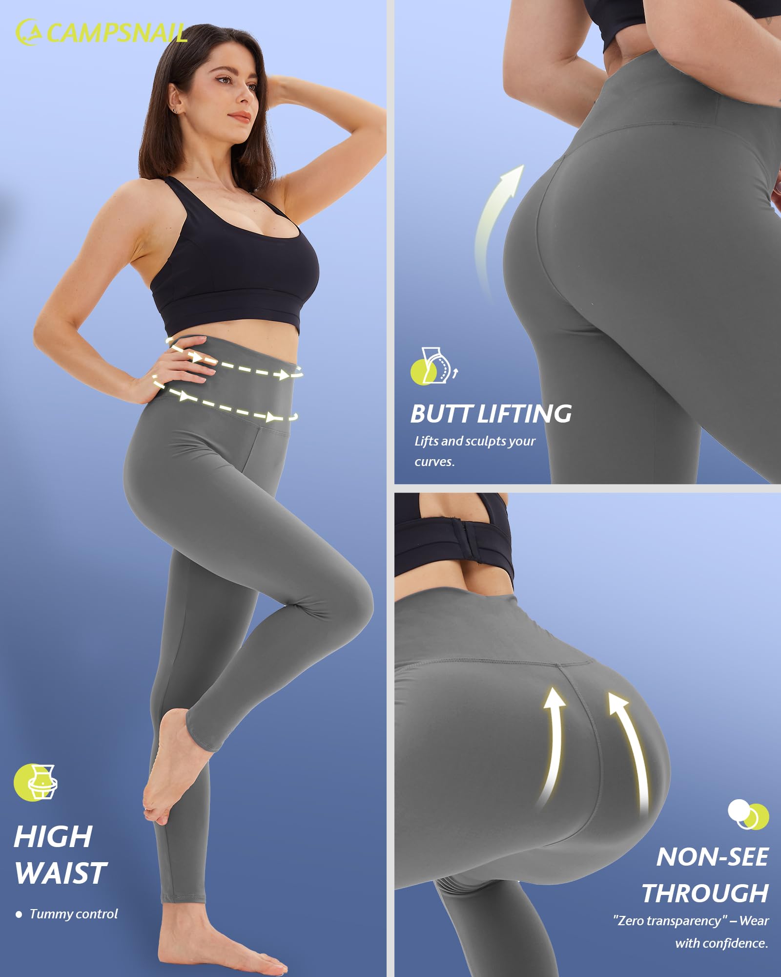 4 Pack High Waisted Leggings for Women - Tummy Control Yoga Pants Workout Set