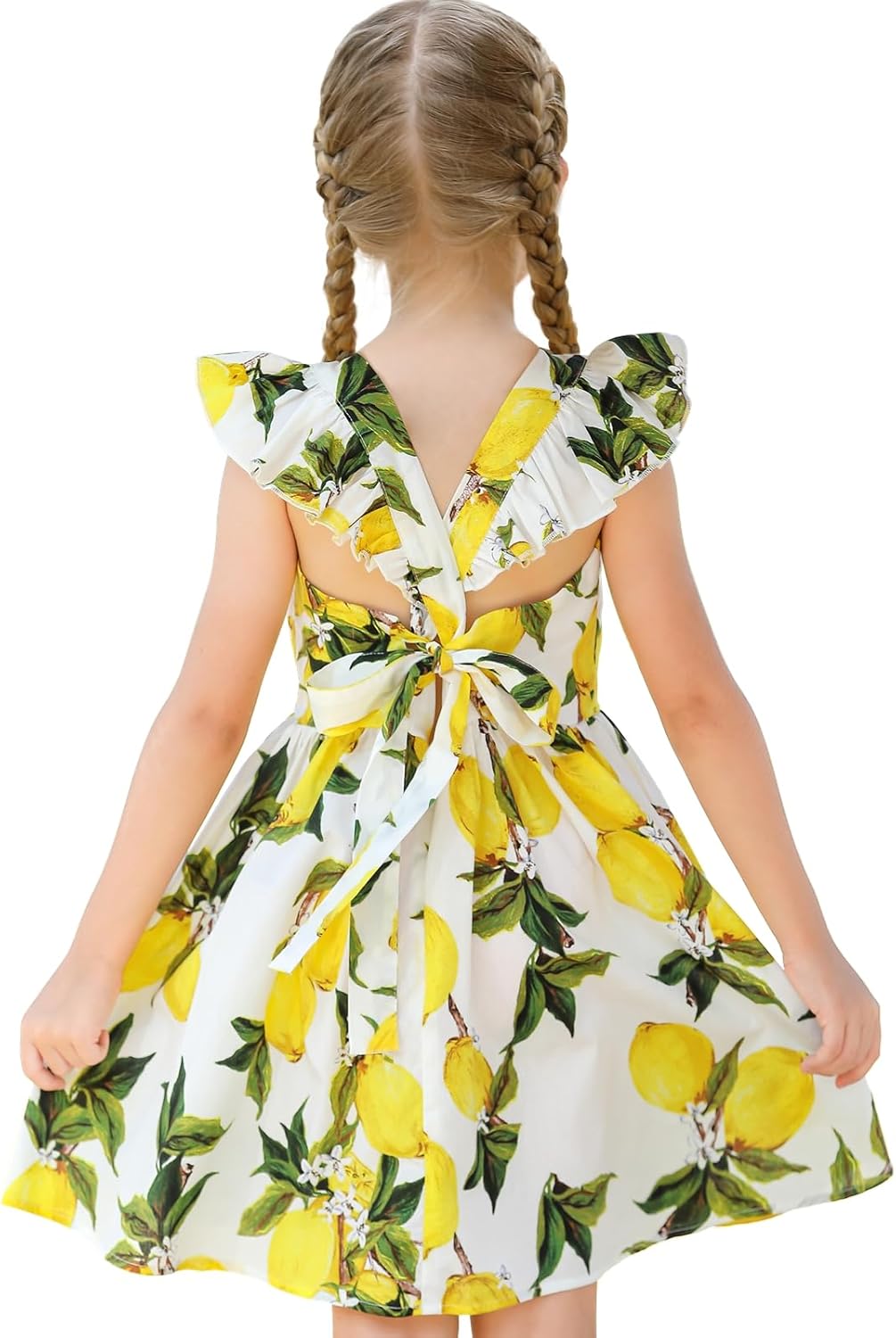 Girls Floral Cotton Dress - Sleeveless Summer Dress with Zipper Closure D6