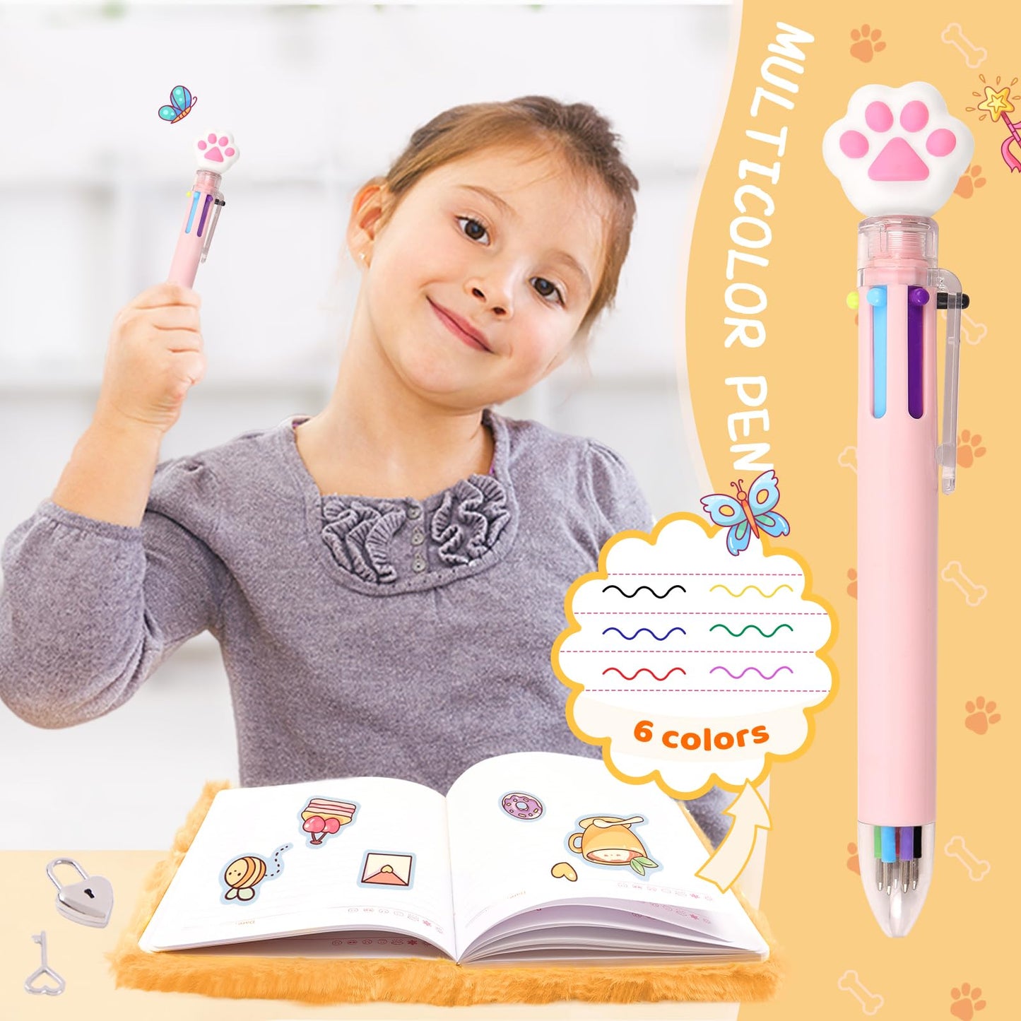 Girls Heart Diary with Lock and Keys - Cute Plush Secret Journal Notebook Gift Ages 6-8