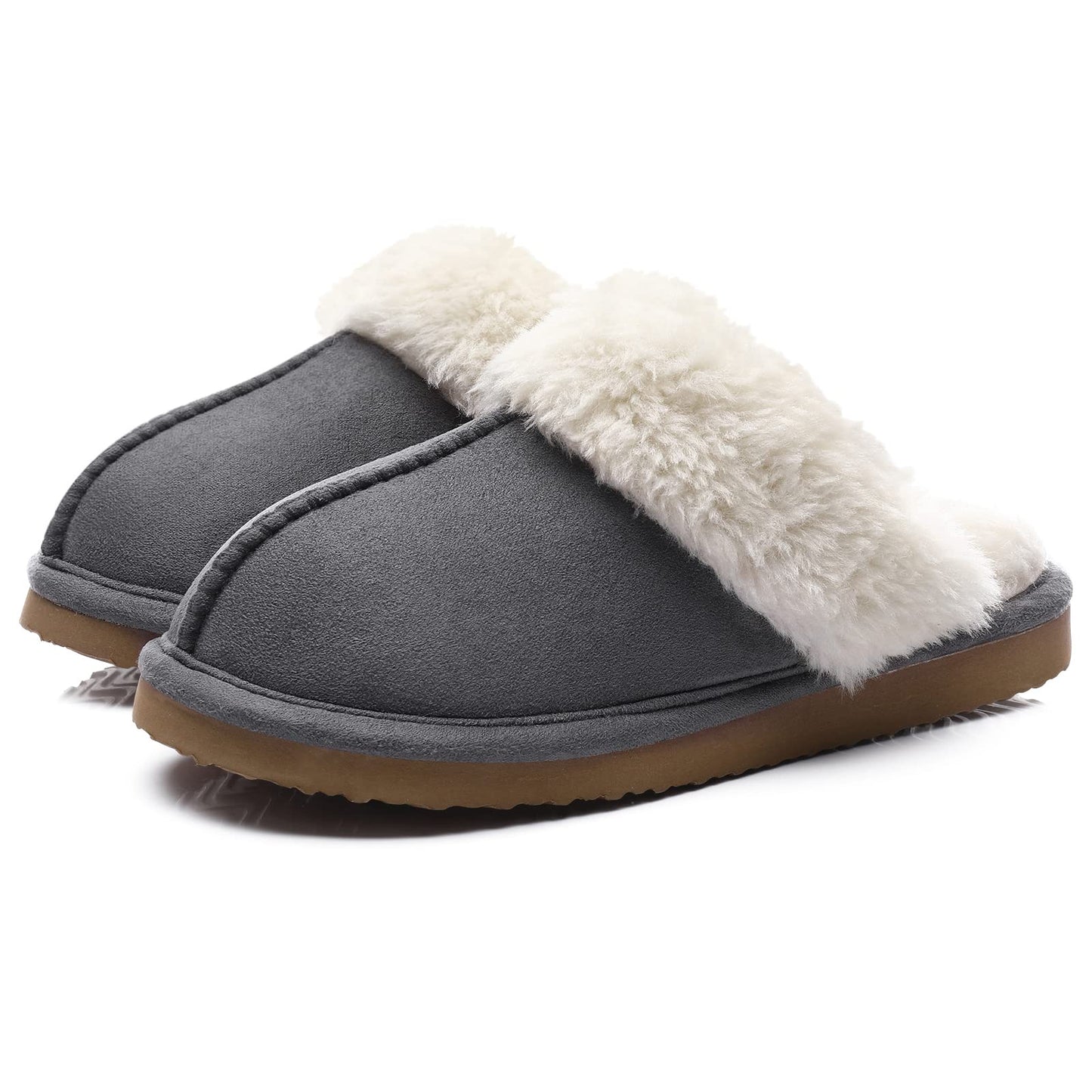 Fuzzy Memory Foam Slippers for Women - Fluffy Winter House Shoes Indoor Outdoor