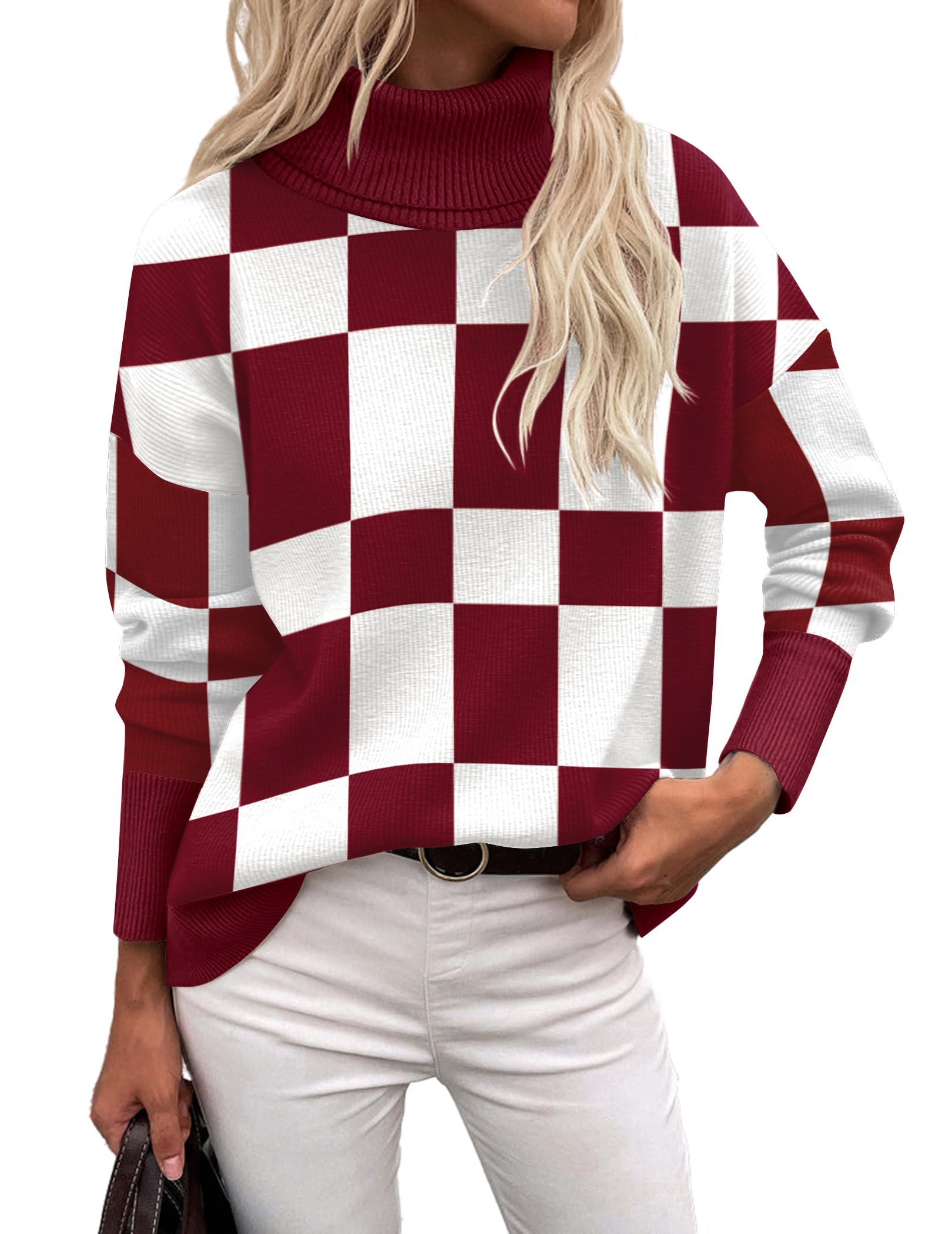 Orange Turtleneck Sweater - Turtleneck Sweater for Women - Chunky Knit Pullover with High Low Hem